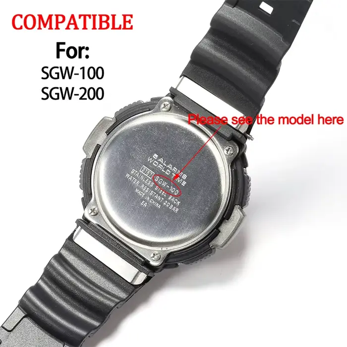 Bracelet de montre en résine pour Casio SGW-100-1V SGW-200 série Concave sport
