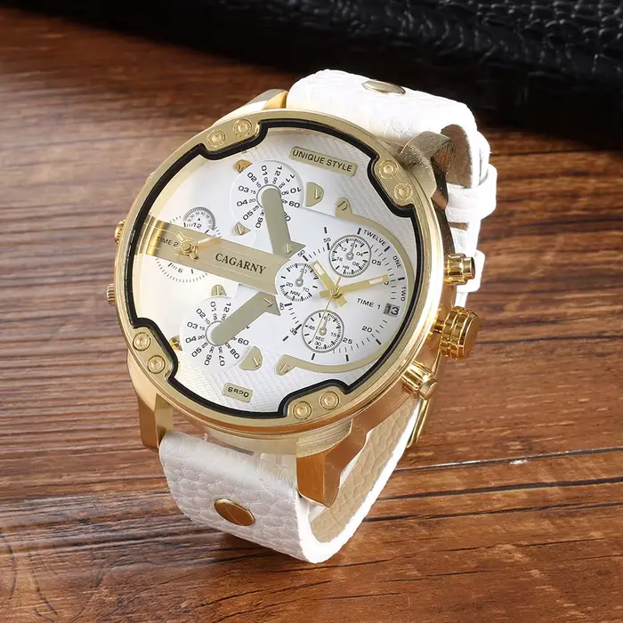 Montres de Sport pour hommes, double affichage de l'heure, marque Cagarny, luxe, grand cadran, Quart