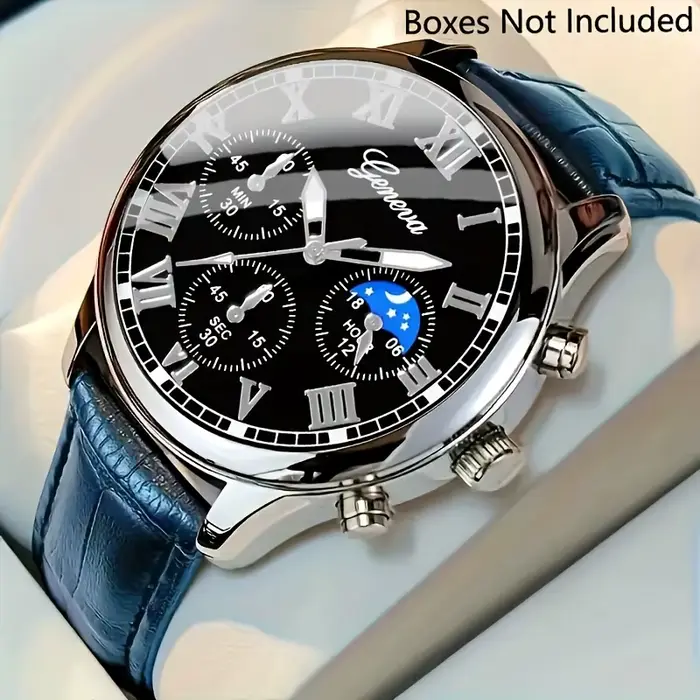 Montre à Quartz Décontractée en Cuir PU pour Hommes, Style Fashion & Casual, Occasions Spéciales et Quotidiennes