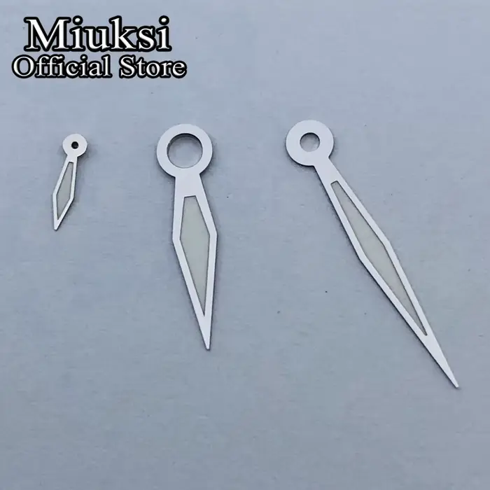 Miuksi – aiguilles de montre argent or noir blanc, vert lumineux, adaptées au mouvement de la série 