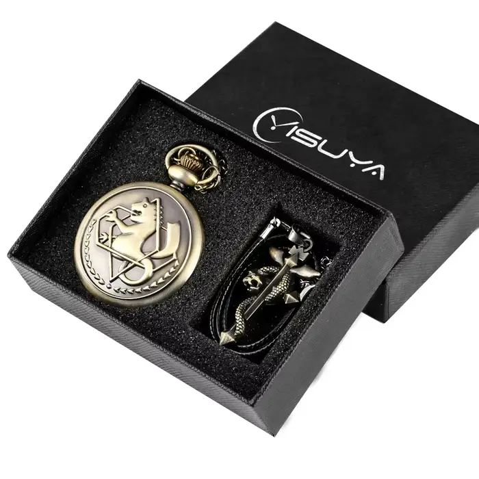Fullmetal alchimiste argent/Bronze montre de poche pendentif montre de poche à Quartz pour hommes ja