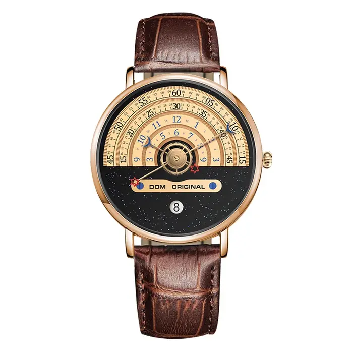 DOM 1288 nouvelle montre à Quartz pour hommes mode créative de luxe en cuir lune étoile pointeur montres