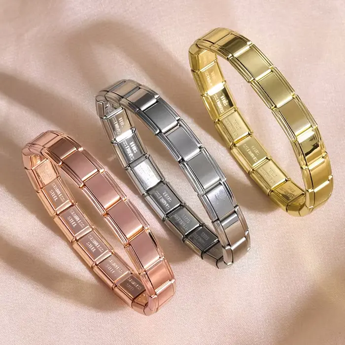 Jardme – Bracelet élastique italien en acier inoxydable pour femmes et hommes