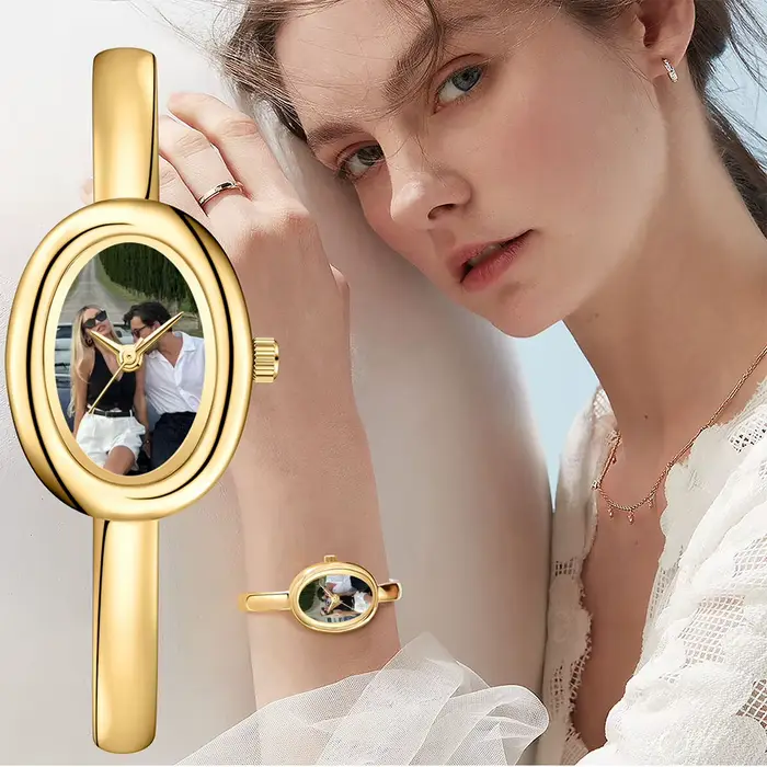 Montre-bracelet personnalisable pour femme avec image unique style mode et décontracté résistante à l'eau pour diverses occasions