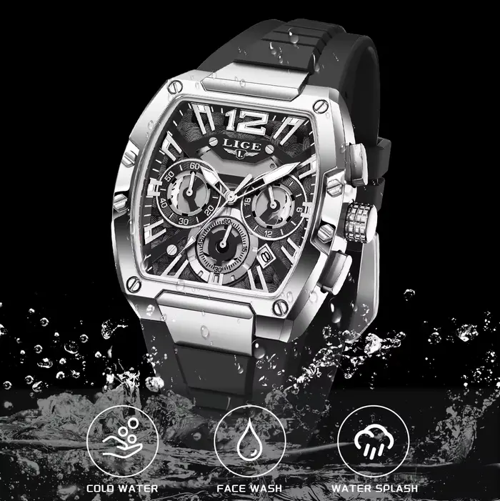 LIGE hommes montres montre carrée créative pour homme sport chronographe lumineux Date horloge haut de gamme