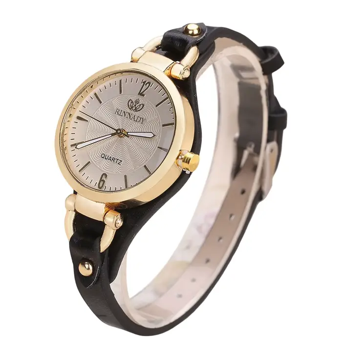 Montres à Quartz tendance pour femmes, cadran rond, bracelet en cuir PU, élégante et polyvalente, mo