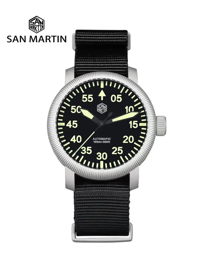 San Martin-Montre-Bracelet Mécanique Rétro pour Homme