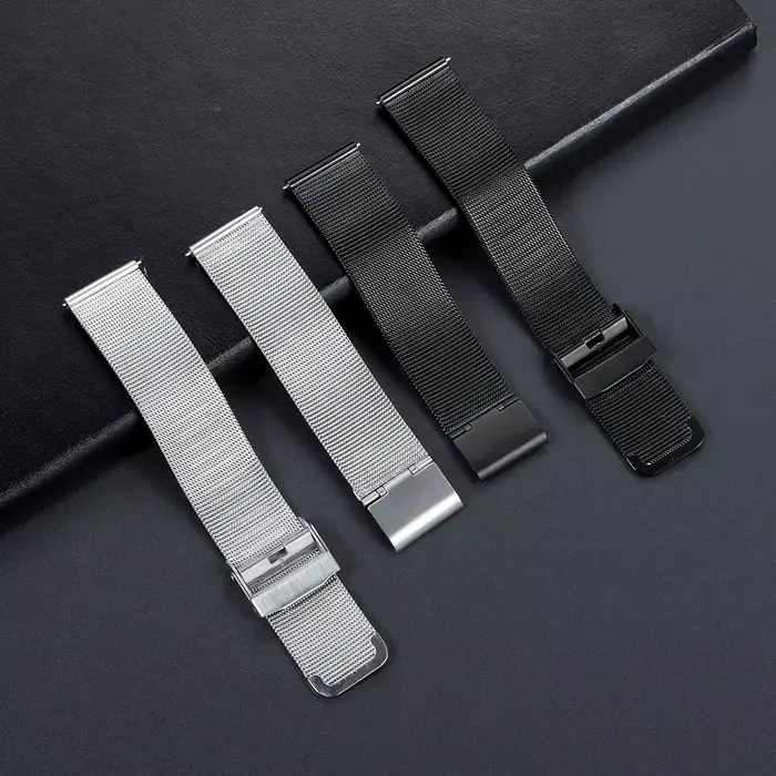 Bracelet Milanese à dégagement rapide 18mm 20mm 22mm pour montre noir or argent acier inoxydable double sécurité pour homme femme occasions spéciales
