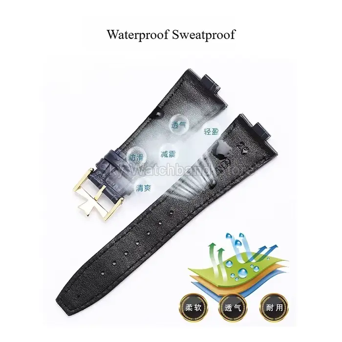 Pour Vacheron Constantin série outre-mer Bracelet de montre en cuir de vachette véritable 47450 49150 47040V