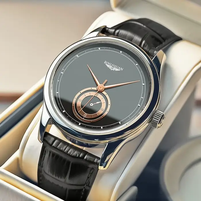 Montres analogiques à Quartz en cuir noir pour hommes d'affaires