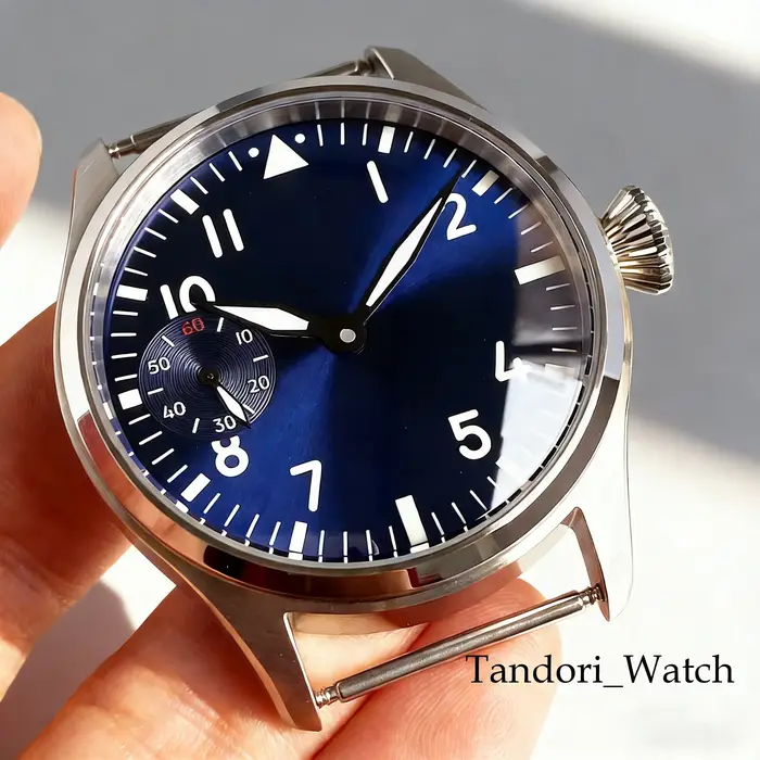 Tandorio – boîtier de montre en verre saphir, nouveau style pilote, 42mm, avec cadran bleu/noir/vert de 37mm, pour mouvement ETA 6497 ST3600