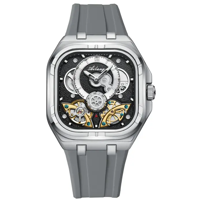 AILANG Montre-bracelet automatique mécanique de luxe pour homme, étanche, lumineuse, avec tourbillon carré, de marque supérieure