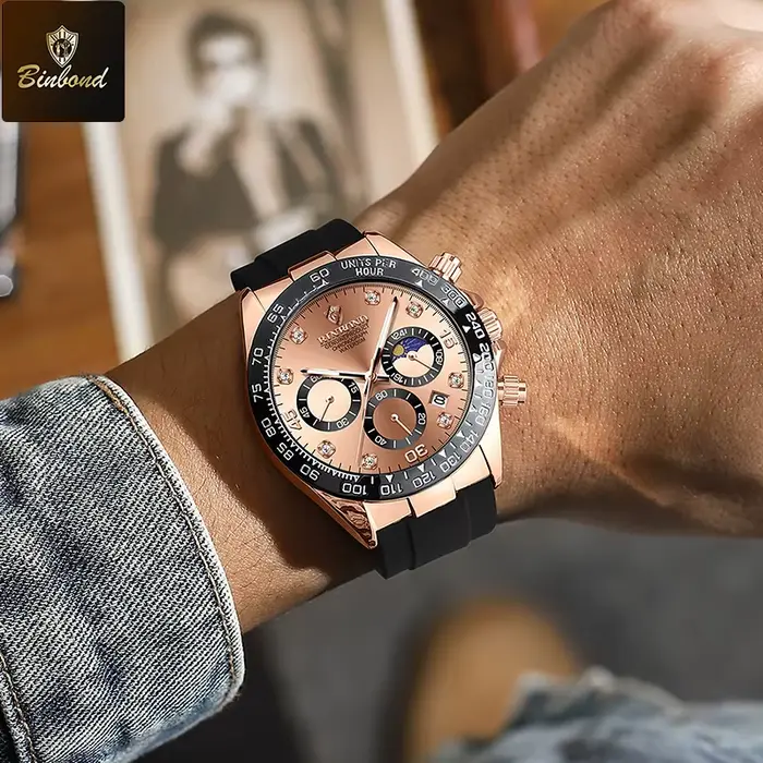 BINBOND luxe hommes montre Quartz homme montres étanche lumineux haut marque