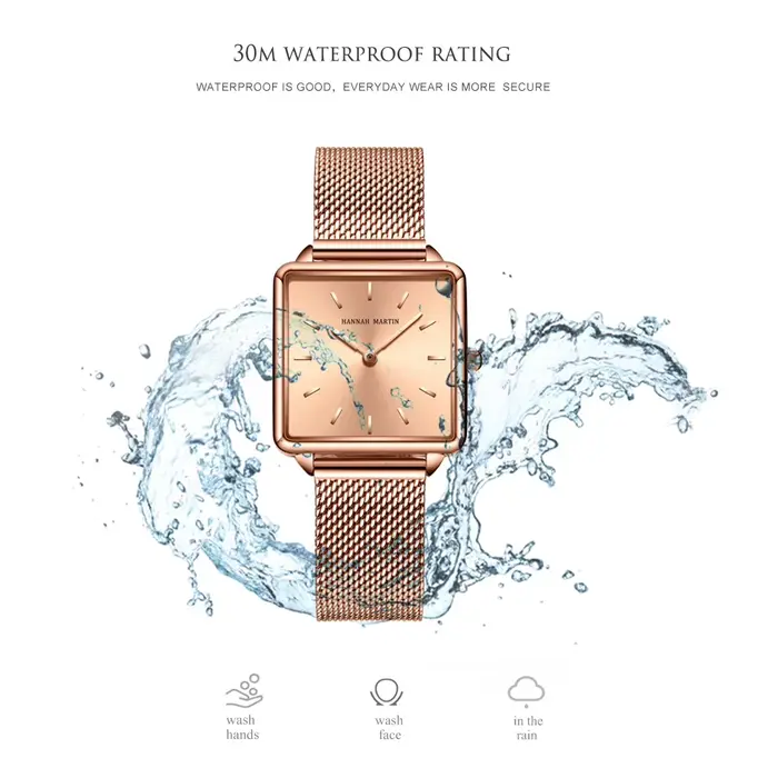 Hannah Martin marque Design Simple femmes Bracelet montre mode décontracté en cuir en acier inoxydable maille bande Quartz montres cadeau