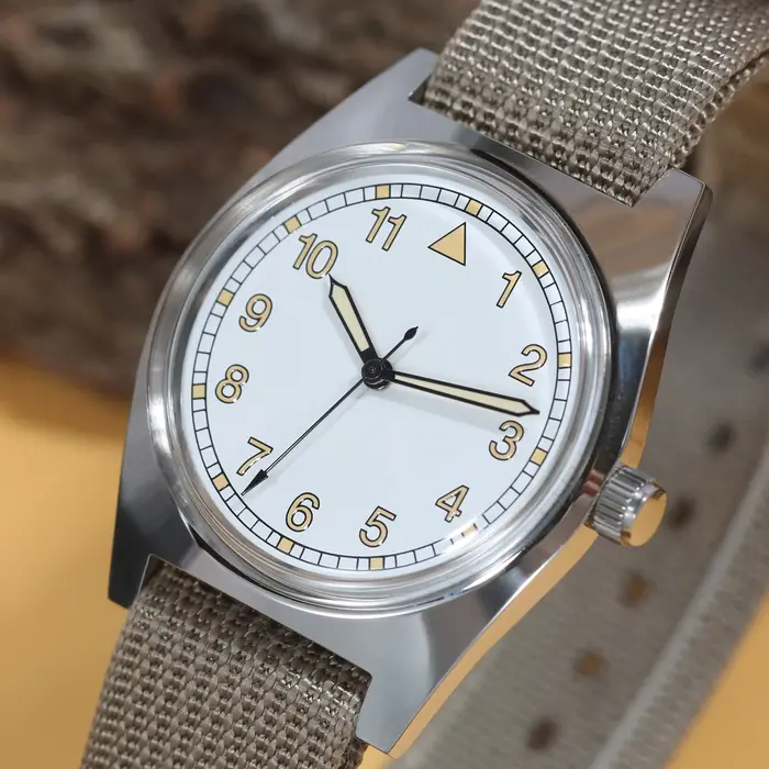 Montre mécanique HEIMDALLR aviateur rétro pour homme occasion spéciale avec mouvement ventilation manuelle et bracelet en nylon