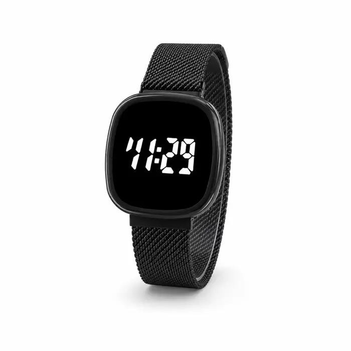 Montre à bracelet en maille métallique avec affichage numérique LED, montre-bracelet électronique ca