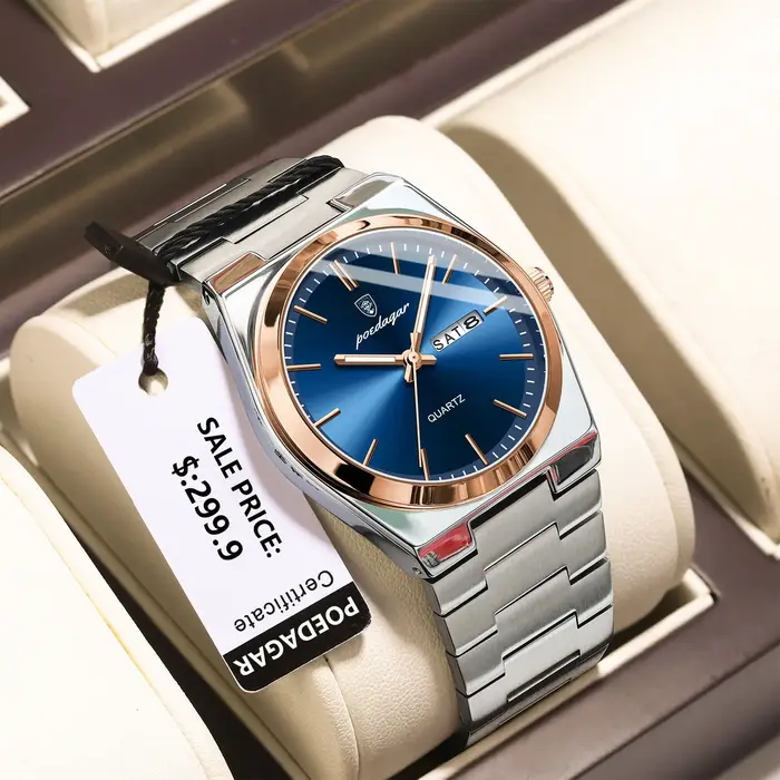 POEDAGAR montres pour hommes de luxe étanche lumineux Date semaine