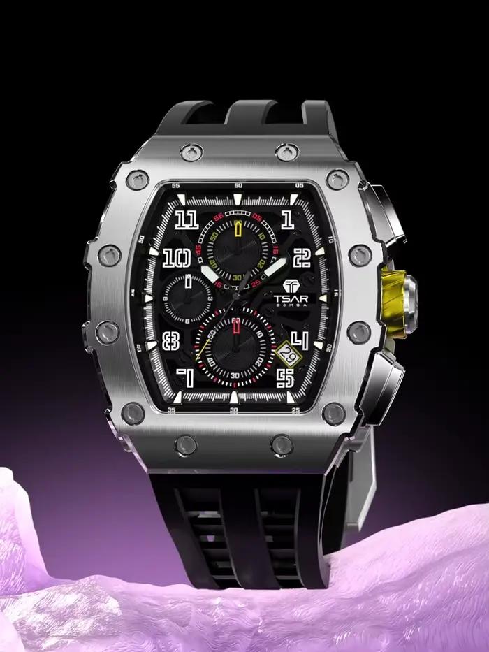 TSAR BOMBA Montre pour hommes marque de luxe Tonneau Design horloge étanche en acier inoxydable montre-bracelet mode