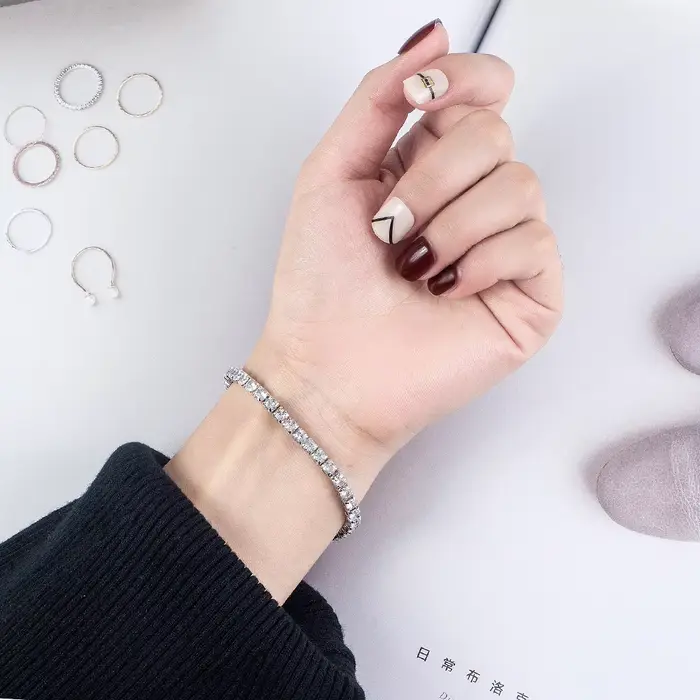 Bracelet Moissanite plaqué platine en argent S925 de haute qualité