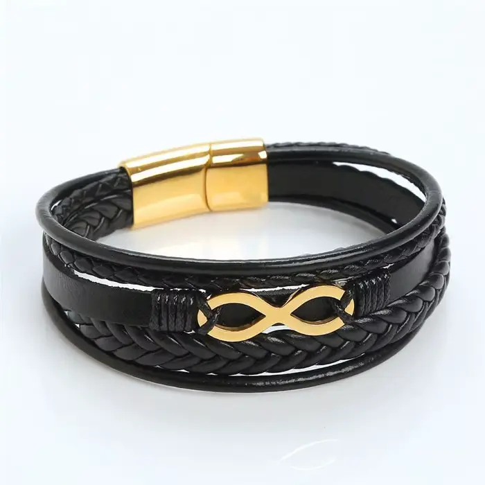 Bracelet en cuir multicouche pour hommes