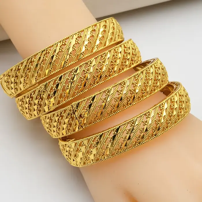 Bracelets rigides plaqués or de dubaï pour femmes