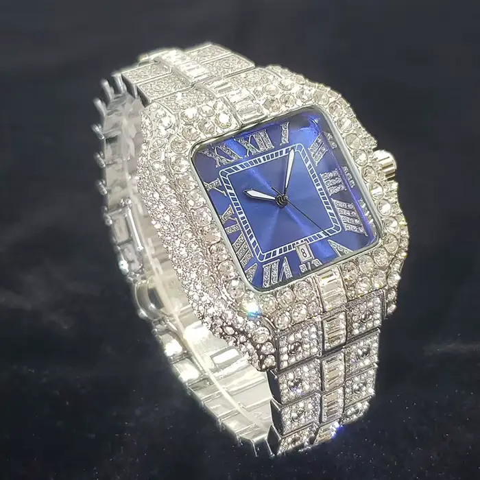 Montre en acier inoxydable de luxe pour homme avec mouvement Quartz, résistance à l'eau, affichage lumineux et fermoir caché à bouton-poussoir pour différentes occasions