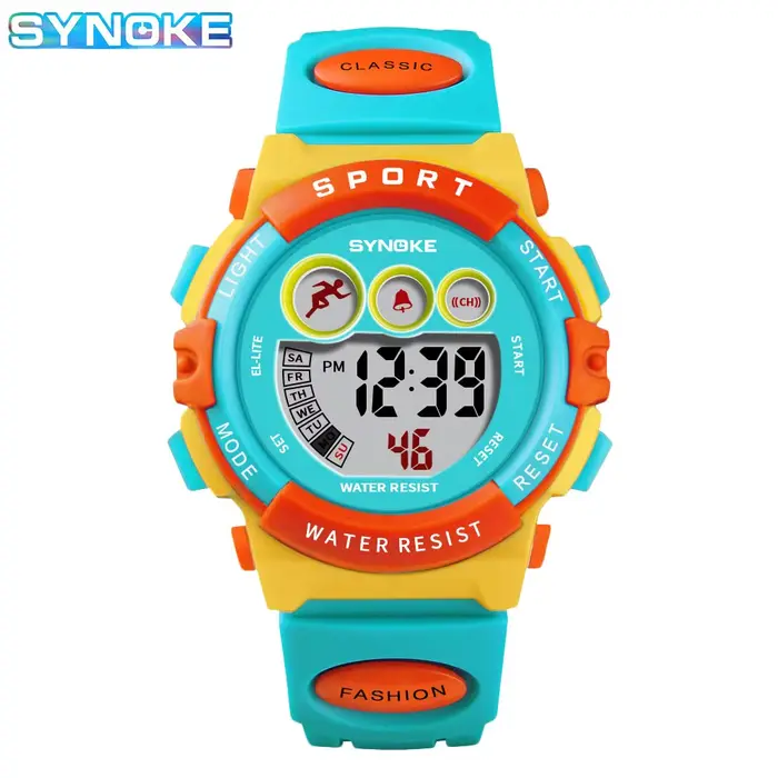 SYNOKE Montre de Sport Électronique Étanche pour Enfants Horloge Numérique avec Chronomètre et Fonction Alerte Occasions Spéciales Garçons Filles