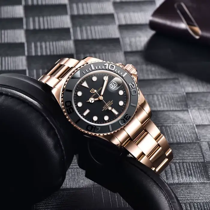 PAGANI DESIGN montre pour hommes automatique mécanique de luxe or Rose cadre rotatif en céramique montres d'affaires pour homme reloj hombre