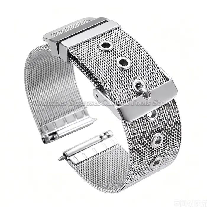 Bracelet de montre en maille milanaise en acier inoxydable 0.4 mm, 20 mm 22 mm, à libération rapide,