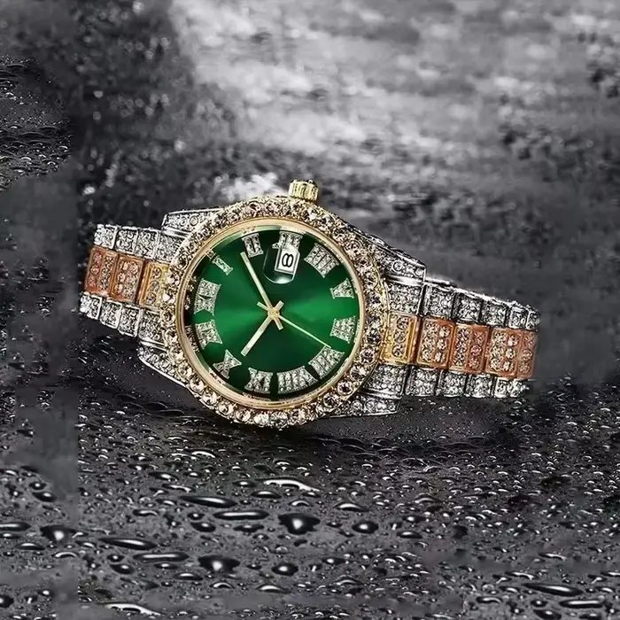 Montre de luxe entièrement glacée pour hommes