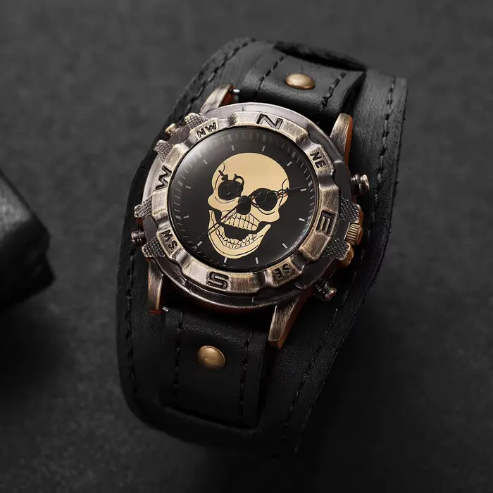 Montre vintage pour homme avec cadran large