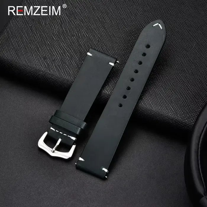 REMZEIM – Bracelet de montre Vintage en cuir de vache pour hommes et femmes