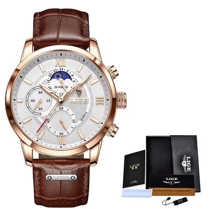 2025 LIGE montres pour hommes Top marque de luxe hommes montre-bracelet en cuir montre à Quartz spor