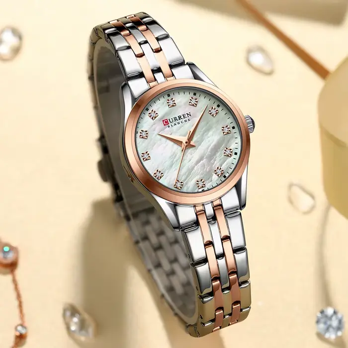 CURREN Montre de mode de luxe pour femme – Élégante acier inoxydable rose doré