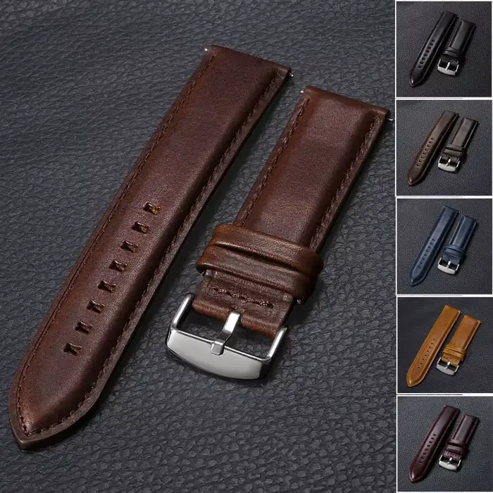 Bracelet de montre Vintage à dégagement rapide en cuir de vache