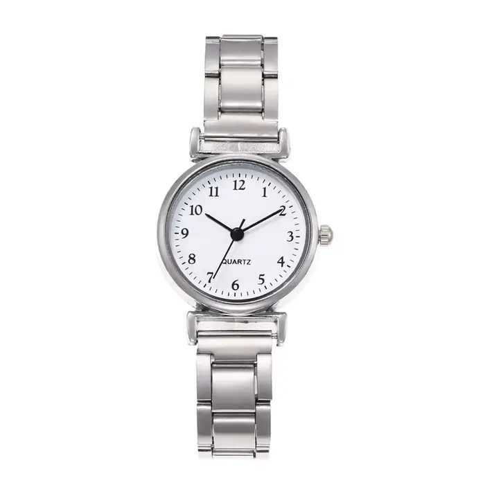 Montre Bracelet Femme Argent Acier Quartz Cadran Ronds Occasions Spéciales Blanc Noir