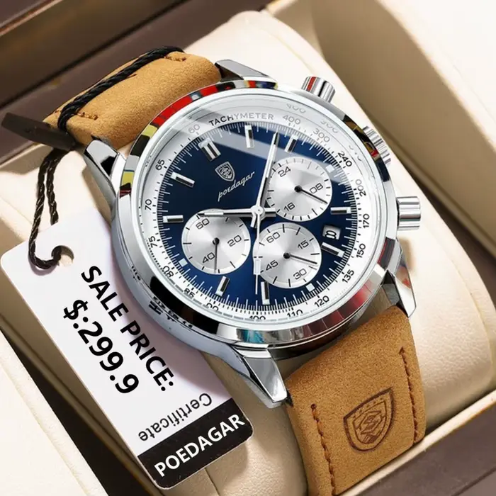 POEDAGAR Top marque montre à Quartz pour hommes étanche chronographe lumineux militaire homme