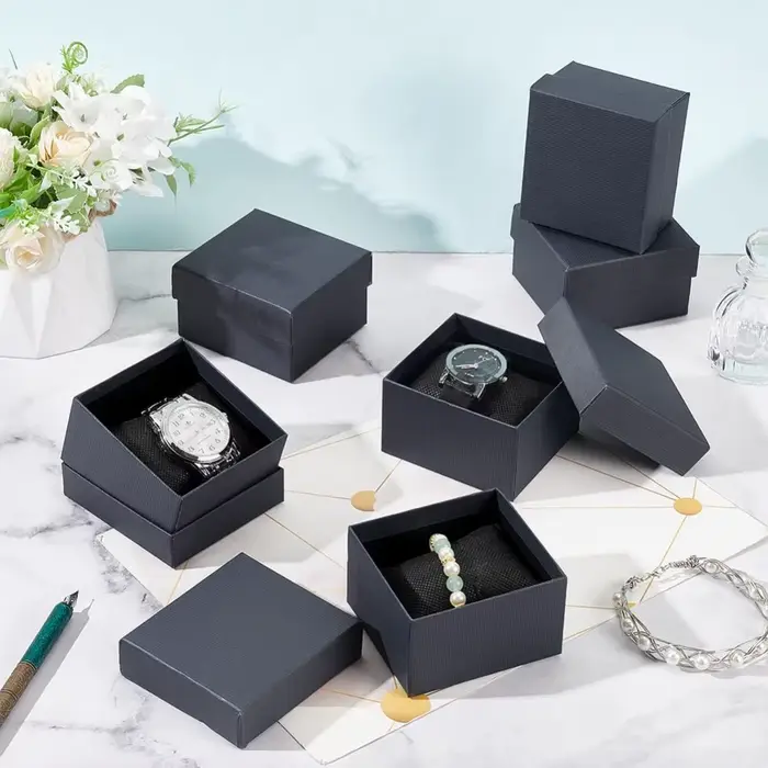 Boîtes de rangement de bijoux en carton kraft bronze pour montres bracelets et autres accessoires de mode occasions spéciales