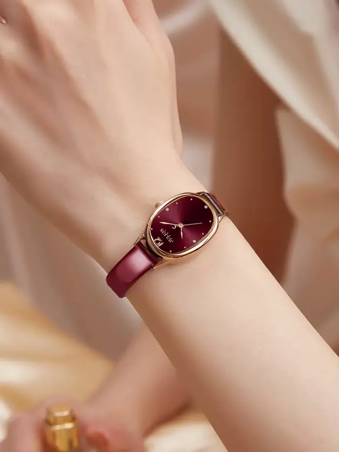Montre Fine Lady en cuir véritable pour femmes, élégante et résistante à l'eau, idéale pour toutes occasions spéciales