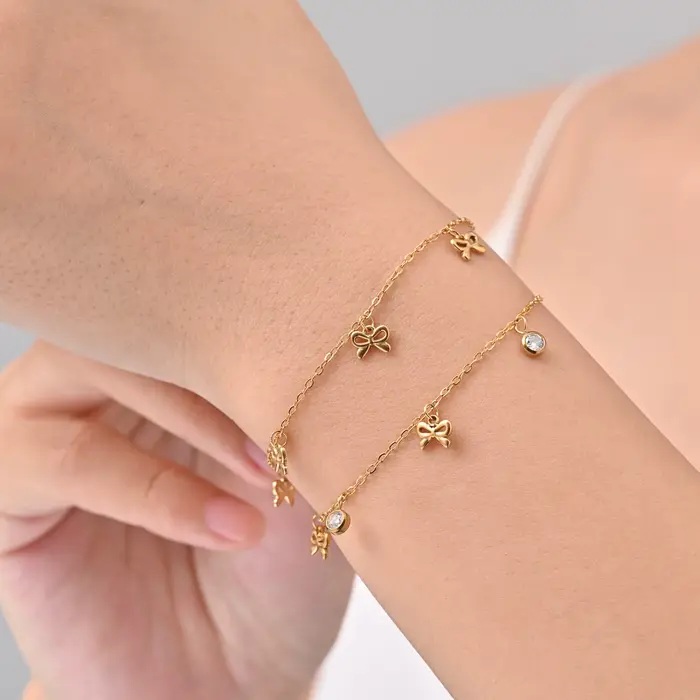 Bracelet Nœud pour Femme en Acier Inoxydable Plaqué Or 18K