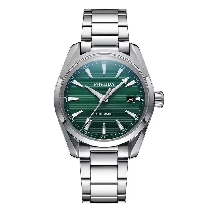 PHYLIDA nouvelle montre automatique Aqua solide SS saphir cristal NH35A montre-bracelet mécanique 10