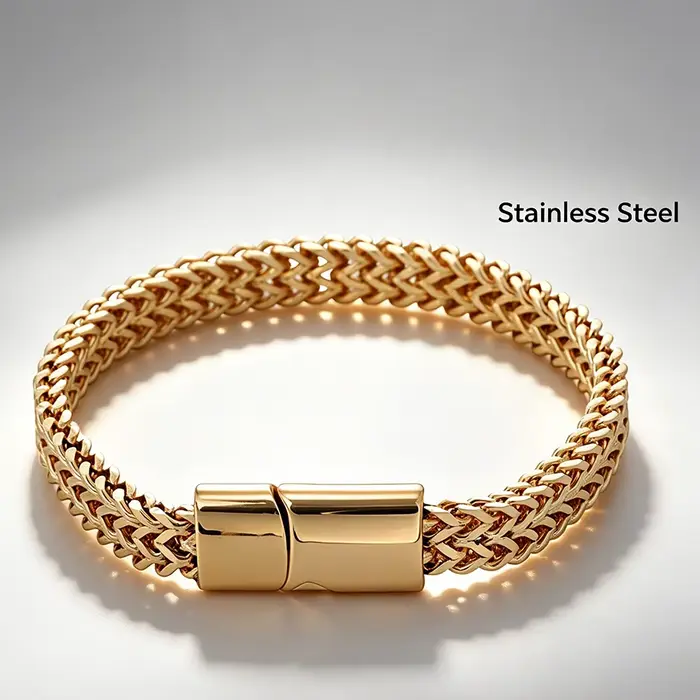 Bracelet en acier inoxydable tressé double rangée