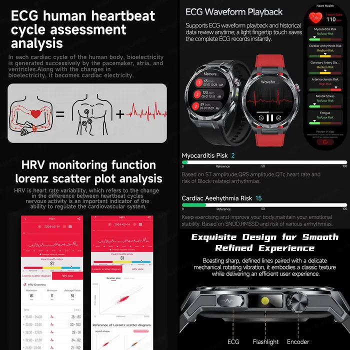 Montre connectée ECG pour hommes