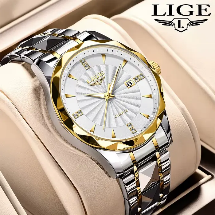 Montre LIGE luxe femme mode sport étanche acier inoxydable avec date automatique et calendrier complet pour diverses occasions et activités outdoor