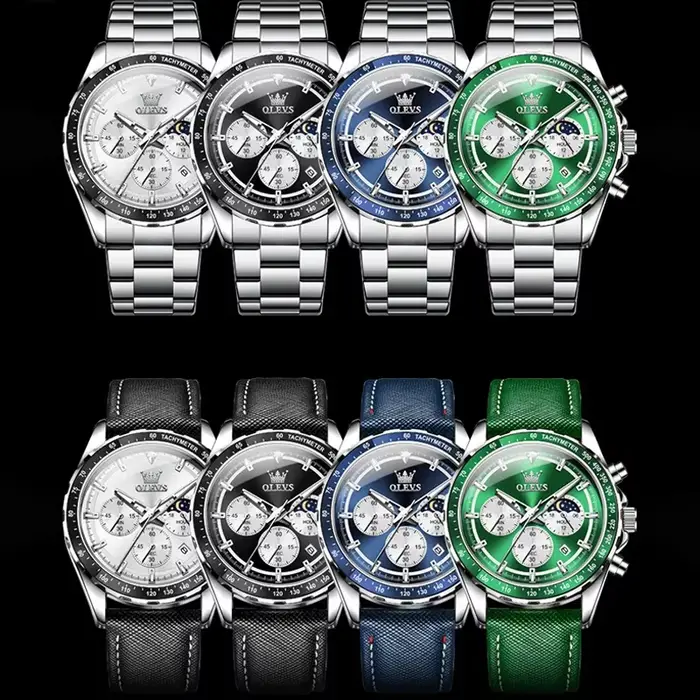 Montre OLEVS Affaires Quartz avec Chronographe et Calendrier Complet pour Hommes Occasions Spéciales