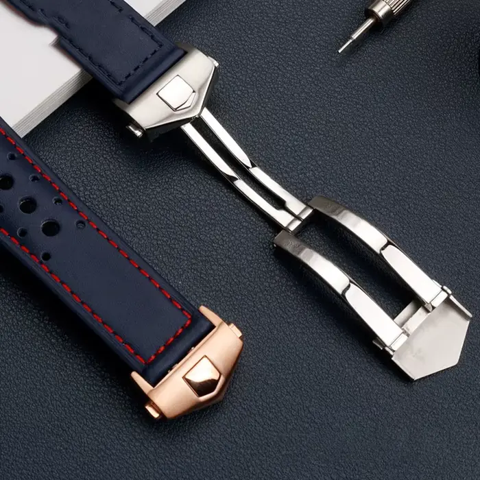 Bracelet de montre-bracelet en cuir véritable pour homme