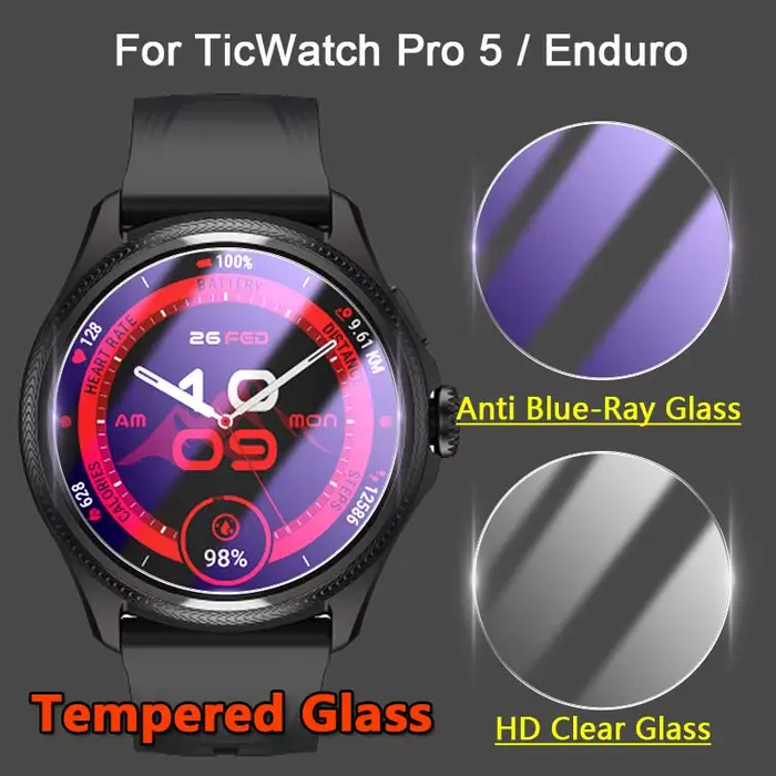 Protecteur d'écran pour montre intelligente TicWatch Pro 5 / Enduro 2.5D 9H, Film avant en verre tre