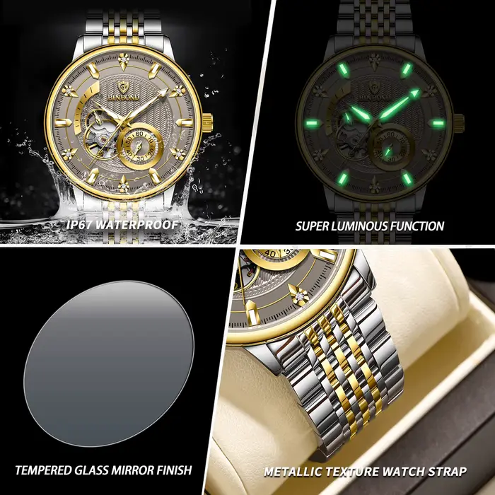 Montres-bracelets mécaniques automatiques BINBOND Tourbillon pour hommes