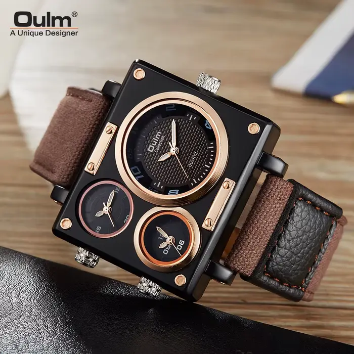 Oulm tout nouveau Style Unique concepteur montre pour hommes de haute qualité tissu en cuir