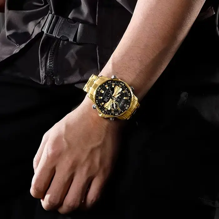 NAVIFORCE marque de mode noir or hommes montre